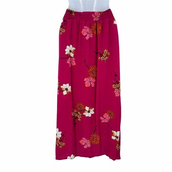 2/$30 a.n.a Pink Floral Print High Waisted Flowy Lightweight Midi Skirt 10 - Picture 6 of 13